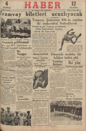 Haber Gazetesi 23 Temmuz 1934 kapağı