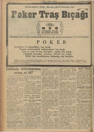    - Akşam Postası Senelerdenberi bütün dünyada. şöhret kazanmış olan 3 < b v Z ? POKER PLAY © RAZOR BLADE ker Traş Bıçâğî ;