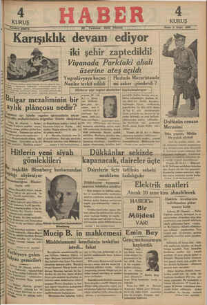 Haber Gazetesi 29 Temmuz 1934 kapağı