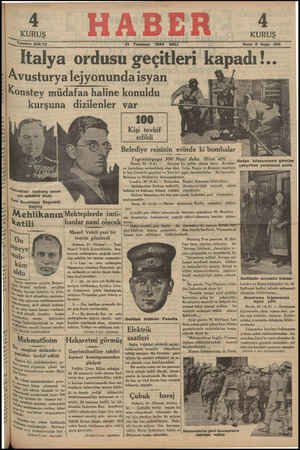 Haber Gazetesi 31 Temmuz 1934 kapağı