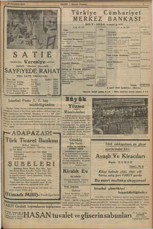    HABER — Akşam Postası Türkiye MERKEZ BANKASI 26/7/1934 vaziyeti tarafından Veresiye satılan elektrik cihazları sayesinde