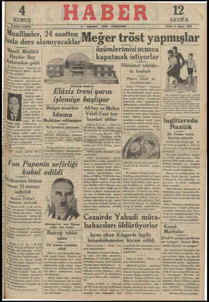 Haber Gazetesi 9 Ağustos 1934 kapağı