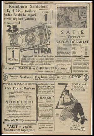 özeli Adustos 1934 Südvmea eee düşe — AM N C ASA Kumbaâra Sahipleri? (D Eylül 934... tarihine kadar Bankada asgari yirmi beş