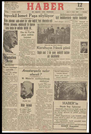 Haber Gazetesi 20 Ağustos 1934 kapağı