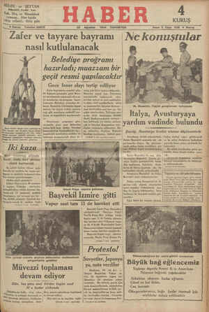 Haber Gazetesi 25 Ağustos 1934 kapağı