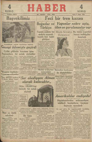 Haber Gazetesi 28 Ağustos 1934 kapağı
