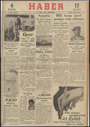 Haber Gazetesi 3 Eylül 1934 kapağı