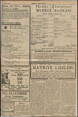  10 Eylüi 1934 Yeni Kitaplar , ' (DÜN ve YARIN) tercöme Kütiyat ” Bütün milletlerin edebi, içlin'ııl, iktısadi, mali... en...