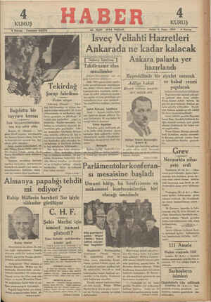 Haber Gazetesi 23 Eylül 1934 kapağı