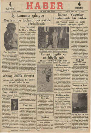 Haber Gazetesi 28 Eylül 1934 kapağı
