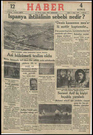 Haber Gazetesi 8 Ekim 1934 kapağı