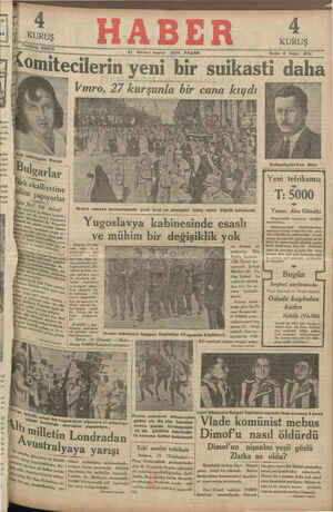 Haber Gazetesi 21 Ekim 1934 kapağı