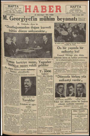 Haber Gazetesi 28 Ekim 1934 kapağı
