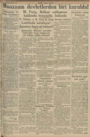    , kinci &e 1934 Galatasarayla Be- Ne di il li devletlerden biri kurulda! /Muazze M. Puriç, Balkan antlaşması karşılaşıyor