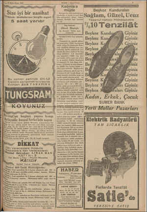  14 Birinci Kânun 1934 HABER — Akşam Postası TRgyyarllA Cç ııyCADİEE TT N gy e — Kadınlara —| Si a .r Kedllak B müjde | Beykoz