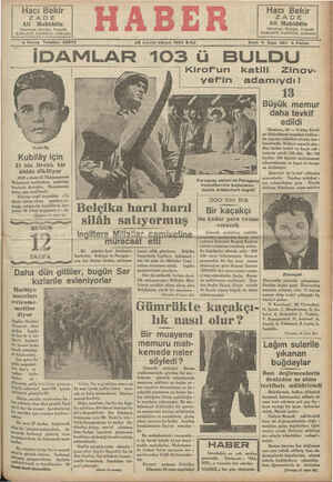 Haber Gazetesi 25 Aralık 1934 kapağı