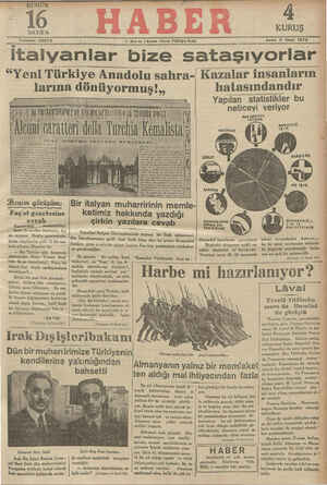 Haber Gazetesi 3 Ocak 1935 kapağı