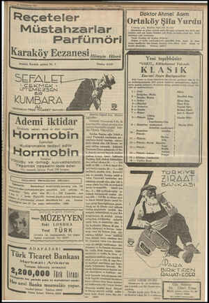  ——— ? İkincikânun 1935 Reçeteler Müstahzarlar Parfümöri Z ; ı Karağoy Eczanesı Hüseyin Hüsnü İstanbul, Karaköy caddesi No. 5