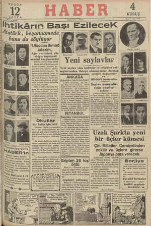  htikârın Başı | EzıleceK 5 Atatürk , beyannamede! Tz : < bunu da söylüyor » ; İn “Ulusdan ıtımad* ._ y | isterim,, | 