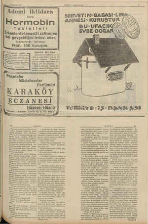  HABER — Alkşam Postası Âdemi iktidara İ ıküdara 1 15 ŞUBAT 1935 e İ Cu karşı Hormobin Tabletleri E"keklerde tenasüli zafiyeti