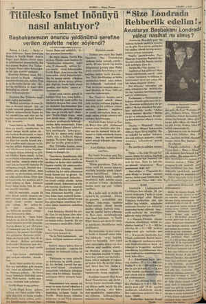    iy, Jen, HABER — Akşam Postası $ MA MART — 1935. 4 Titülesko Ismet İnönüyü | “Size Londrada nasıl anlatıyor? Başbakanımızın
