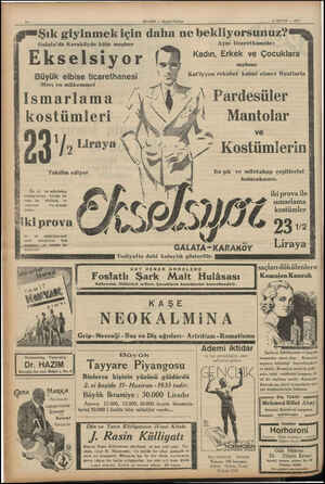  ire HABER — Akşam Postası 49 MAYIS — 1935 "Sık giyinmek için daha ne bekliyorsunuz? Galata'da Karaköyde kâin meşhur Aynı...