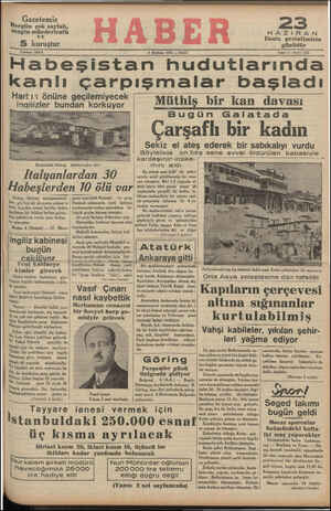    Gazetemiz ergün çok sayfalı, Zengin mnnderlcatlı 5 kuruştur Telefon: 23872 4 Haziran 1935 — SALI aA3 HAZİRAN Deniz...