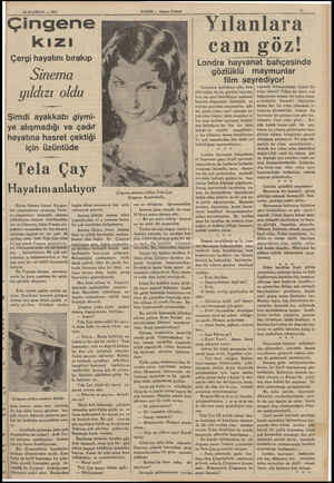  28 HAZİRAN — 1935, Çinge kız HABER — Akşam Postası ne İ Sinema yıldızı oldu he 'Şimdi ayakkab! 'ye alışmadığı ve. çadır...