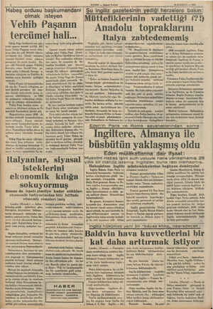    Habeş ordusu başkumandanı Şu 'lngılız gağetesının yediği herzelere bakın: Müttefiklerinin vadettiği (?? olmak Vehib Paşanın