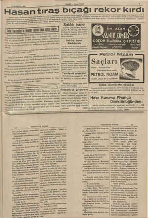  tıraş 17 TEMMUZ — 1935 Hasan HABER — Akşam Postası bıçağı rekor kırdı rasında en mükemmel veen fevkalâde olduğu tahakkuk...