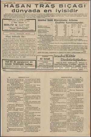  çeri 1935 HABER — Akşam Postam HASAN TRAŞ BIÇAGI dünyada en iyisidir Şimdiye kâdar icadolunan bütün tıraş bıçakları arasında