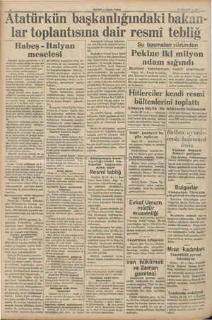    HABER — Akşım Poatatı a A ŞA 2 AĞUSYA SEE — 1m Atatürkün başkanlığındaki bakan- lar toplantısına dair resmi tebliğ Habeş -