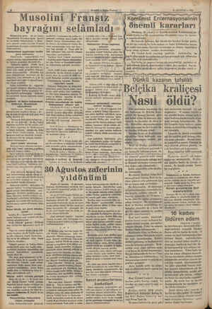      Bolzanodan gelen bir tel yazısı, “Musolininin Fransaya karşı manalı bir harekette bulunduğunu ve Bren - nere çıkarak...