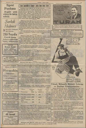    16 EYLUL — 1935 Postası Bugün çıktı alâkaile takip ediniz. .Şarlok Holmes Büyük Hikâye Bir arada 210 Sayıfa Fiatı49 kuruş