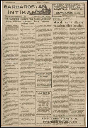  İ — 3SONTEŞRİN — 1995 “Tefrika numarası 54 BARBAROS & Yazan:(Vâ-Na) HABER — Akşam postası ia # ü' i A in, ii) b AN Hızır,...