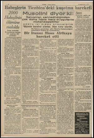  HABER — - Akşam postası 2 İLKKÂ SUN — 1915 Habeşlerin 7 Tienbien'deki kuşatma hareketi 2000 Habeşlinin ölümüne maloldu Buna
