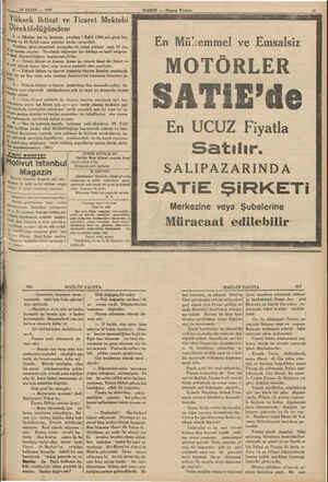     10 EYLUL — 1938 j Yüksek Iktisat ve Ticaret Mektebi Direktörlüğünden: Iİ — Okulum her üç kısmına yazılma 1 Eylül 1936 salı