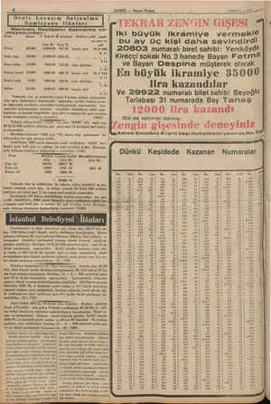     13 EYLUL — 1998 TEKRAR ZENGİN GiŞESi Marmara Üssübahri Satınalma ko- misyonundan Evi M benin ekimi am İ Ki DÜYÜK ikramiye