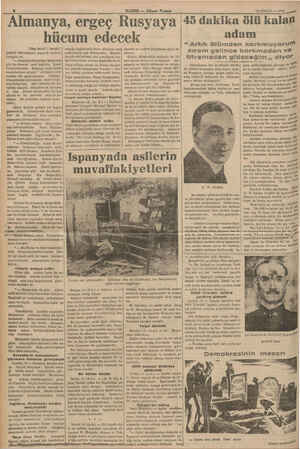  N HABER — Aksam Postair İ İS EYLOL — 1938. e “Almanya, ergeç Rusyaya (45 dakika ölü kalan hücum edecek (Baş tarafı 1 incide)