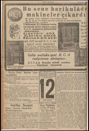  HABER — Akşam postası z 17 Birincifeşrin — 2 P makineler çıkardı Her zaman radyo tekniğinin şaheserlerini yaratan R. C. A, Bu