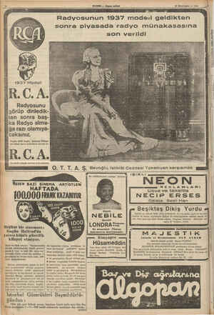  HABER — Akşam postası 21 Ykinciteşrin — 1935 adi pm nim a ii Radyosunun 1937 modeli geldikten sonra nbiyasada radyo...