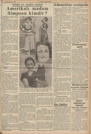  11 Birincikânun — 1938 | . Günün en meşhur kadını HABER — Akşam postası Amerikalı madam Simpson kimdir ? Haftalardan beri...