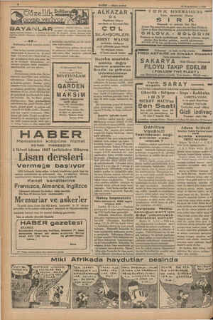  HABER — Akşam postası » ALKAZAR 23 Birincikânun — 1936 pa TURK SiNEMASINDA si Cuma  akşammdan itibaren değil. Üst tarafı ince