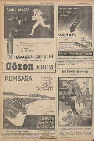  A A EŞ 7 HABER — Akşam postası 5 İkincikinun — 1937 Soğuk algınlıkları eat çiğli ağrılarda 2 ve 20 komprimelik ambalajlarda