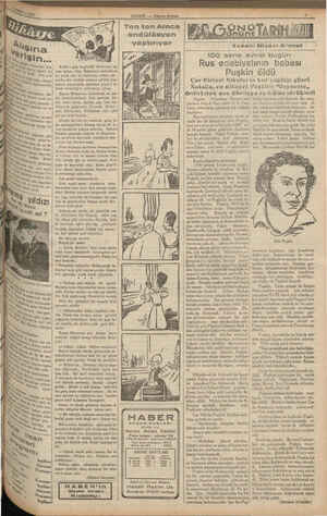    Ten ton Amca endülâsyon yaptırıyor Yazan: Niyazi Ahmet 100 sene evvel bugün Rus edebiyatının babası Puşkin öldü Çar Birinci