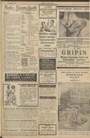     30 MART — 1937 RADYO SINSEALAN —— İSTANBUL: | BEYOĞLU 18,30 plâkla dans irusikisi, 19,30 Emlnösü | sagay 8 Ramona Dalkevi