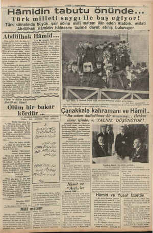        14 NİSAN — 1937 Hâm idi n tabutu Türk milleti saygı ile baş eğiyor! Türk kâinatında büyük şair adına milli matem ilân
