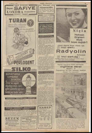  19 NİSAN — 1937 “HER AKŞAM mmumuuğ Bayan SAFIYE | LONDRA Birahanesinde Telefon : SUNDAN BOYLE MÜNHASIRAN "PERLODENTE KULLAN ,