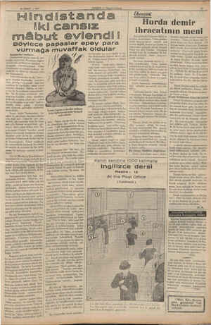  26 NİSAN — 1937 HABER — Ak tası Hindistand — iki cansız mâbut evlendi! Böylece papaslar epey para vurrnağa m Bombaydan...