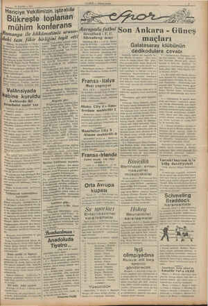    18 MAYIS — 1937 Bükreşte > Bükreş, 18 (Hususi) — Harici- | Yevekilimiz Tevfik Rüştü Aras dün Akşam Cenevreye müteveccihen